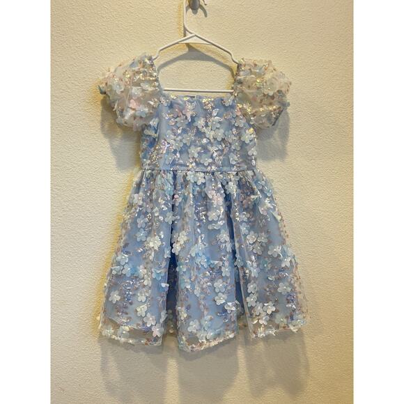 Rare Editions Girls Dress Size 6 Light Blue Sparkle Sequins Party Holiday - Picture 5 of 10